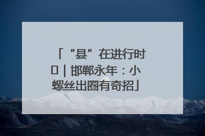 “县”在进行时⑬｜邯郸永年：小螺丝出圈有奇招