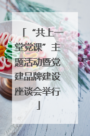 “共上一堂党课”主题活动暨党建品牌建设座谈会举行