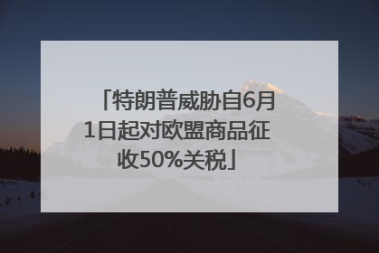 特朗普威胁自6月1日起对欧盟商品征收50%关税