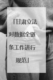 甘肃立法对数据全链条工作进行规范