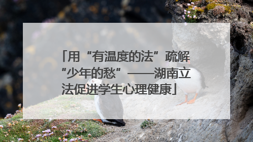 用“有温度的法”疏解“少年的愁”——湖南立法促进学生心理健康