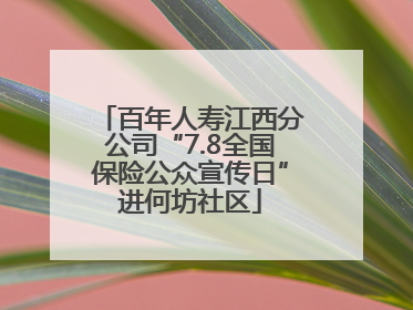 百年人寿江西分公司“7.8全国保险公众宣传日”进何坊社区