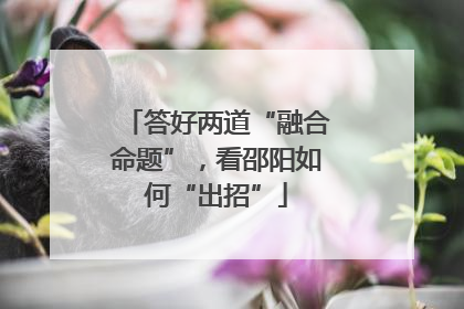 答好两道“融合命题”，看邵阳如何“出招”