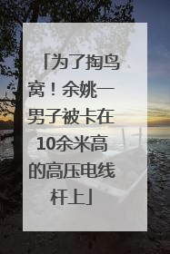 为了掏鸟窝！余姚一男子被卡在10余米高的高压电线杆上