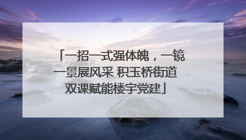 一招一式强体魄，一镜一景展风采 积玉桥街道双课赋能楼宇党建