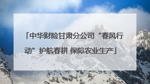 中华财险甘肃分公司“春风行动”护航春耕 保障农业生产