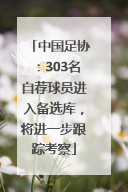 中国足协：303名自荐球员进入备选库，将进一步跟踪考察