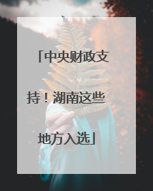 中央财政支持！湖南这些地方入选