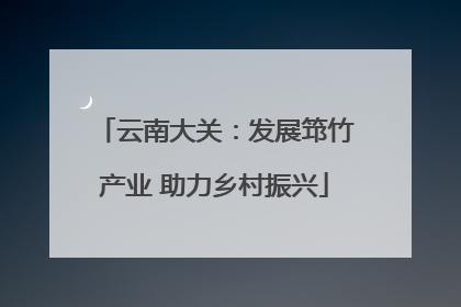 云南大关：发展筇竹产业 助力乡村振兴
