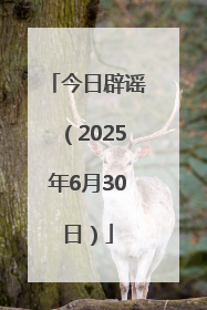 今日辟谣（2025年6月30日）