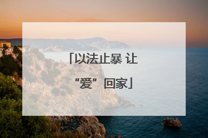 以法止暴 让“爱”回家