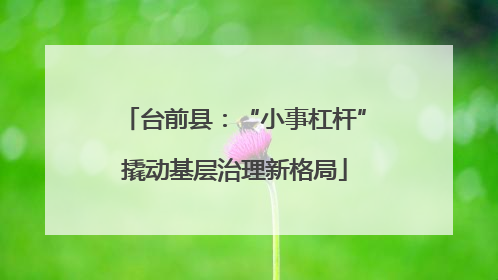 台前县：“小事杠杆”撬动基层治理新格局