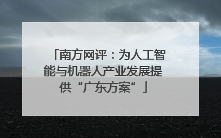 南方网评：为人工智能与机器人产业发展提供“广东方案”