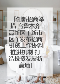 创新招商举措 乌鲁木齐高新区（新市区）发布招商引资工作协调推进机制 打造投资发展新高地