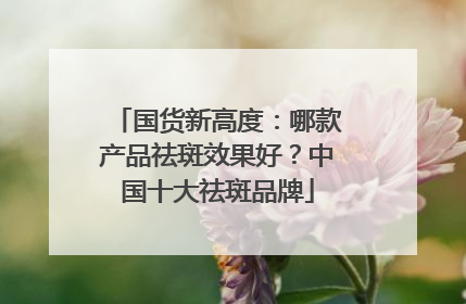 国货新高度：哪款产品祛斑效果好？中国十大祛斑品牌