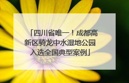 四川省唯一！成都高新区骑龙中水湿地公园入选全国典型案例