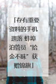存有重要资料的手机遗落 蚌埠泊管员“拾金不昧”获赠锦旗
