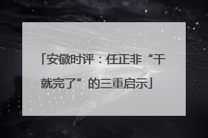 安徽时评：任正非“干就完了”的三重启示