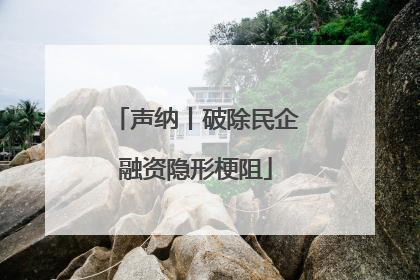 声纳丨破除民企融资隐形梗阻