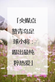 央媒点赞青岛足球小将：踢出最纯粹热爱
