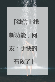微信上线新功能，网友：手快的有救了
