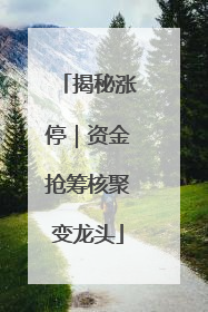 揭秘涨停｜资金抢筹核聚变龙头