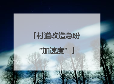 村道改造急盼“加速度”