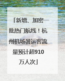 新增、加密一批热门航线！杭州机场暑运客流量预计超910万人次
