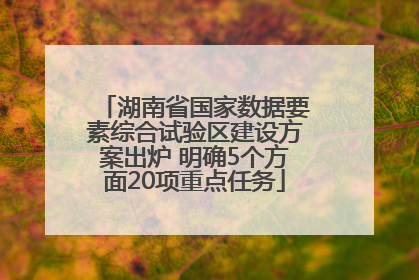 湖南省国家数据要素综合试验区建设方案出炉 明确5个方面20项重点任务