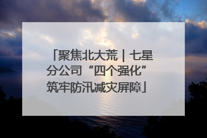 聚焦北大荒｜七星分公司“四个强化”筑牢防汛减灾屏障