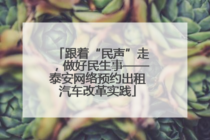 跟着“民声”走，做好民生事——泰安网络预约出租汽车改革实践