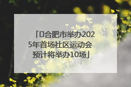﻿合肥市举办2025年首场社区运动会 预计将举办10场