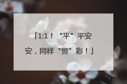 1:1！“平”平安安，同样“警”彩！