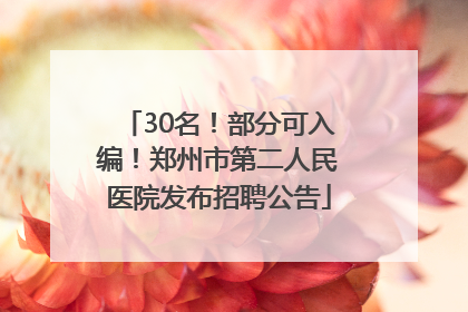 30名！部分可入编！郑州市第二人民医院发布招聘公告