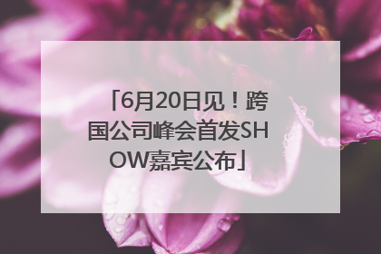 6月20日见！跨国公司峰会首发SHOW嘉宾公布